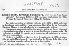 "La consecuencia de un líder, Allende"  [artículo] J. O.