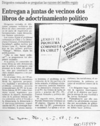 Entregan a juntas de vecinos dos libros de adoctrinamiento político  [artículo].