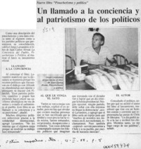 Un Llamado a la conciencia y al patriotismo de los políticos  [artículo].