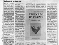 Crónica de un rescate  [artículo] Carlos Barrientos.