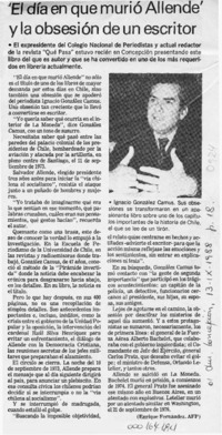 "El día que murió Allende" y la obsesión de un escritor  [artículo] Enrique Fernández.