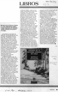 Historia de la Reforma Agraria en Chile  [artículo] JMW.