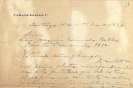 [Carta] 1937 oct. 1, Santiago, Chile [a] Joaquín Edwards Bello