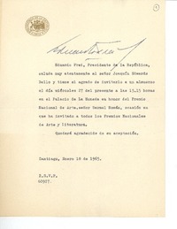 [Carta] 1965 ene. 18, Santiago, Chile [a] Joaquín Edwards Bello