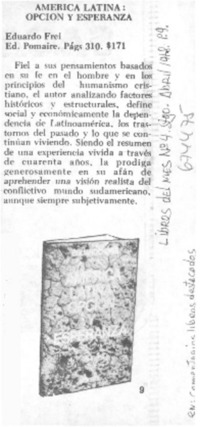 América latina, opción y esperanza.