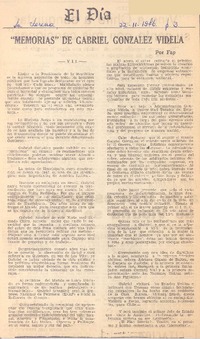 "Memorias" de Gabriel González Videla (VII)