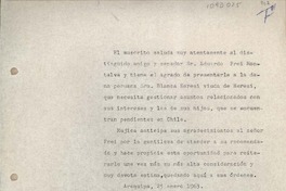 [Carta] 1963 enero 25, Arequipa, Perú [a] Eduardo Frei Montalva, Santiago, Chile