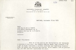 [Carta] 1979 noviembre 19, Santiago, Chile [a] Juan Mujica, Academia Chilena de la Historia