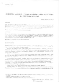 Gabriela Mistral-Pedro Aguirre Cerda, cartas en la historia 1918-1940  [artículo] Virginia Rioseco Medina.