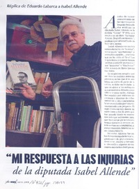 "Mi respuesta a las injurias de la diputada Isabel Allende"  [artículo] Eduardo Labarca.