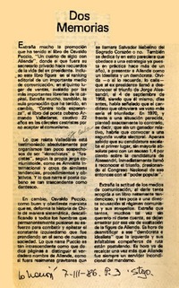 Dos memorias  [artículo].
