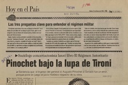 Pinochet bajo la lupa de Tironi  [artículo] Francisco Dagnino.