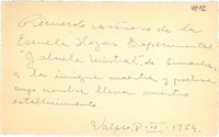 [Tarjeta] 1954 sept. 8, Valparaíso, [Chile] [a] [Gabriela Mistral]