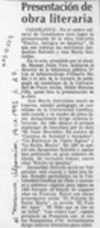 Presentación de obra literaria