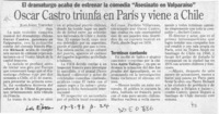 Oscar Castro triunfa en París y viene a Chile  [artículo] Juan Angel Torti.