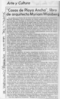 "Casas de Playa Ancha", libro de arquitecto Myriam Waisberg