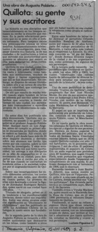 Quillota, su gente y sus escritores  [artículo] Luciano Figueroa C.