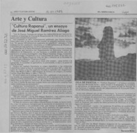 "Cultura Rapanui", un ensayo de José Miguel Ramírez Aliaga  [artículo] Bernardo Soria.