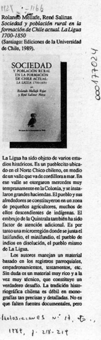 Sociedad y población rural en la formación de Chile actual, La Ligua 1700-1850