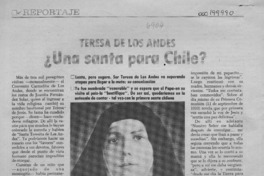 Teresa de los Andes, una santa para Chile?  [artículo] Beatriz Berger.