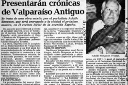 Presentarán crónicas de Valparaíso antiguo  [artículo].