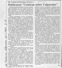 Publicaron "Crónicas de Valparaíso"  [artículo]I. B.