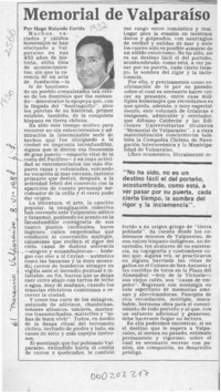 Memorial de Valparaíso  [artículo] Hugo Rolando Cortés.