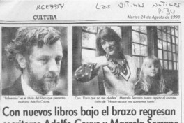 Con nuevos libros bajo el brazo regresan escritores Adolfo Couve y Marcela Serrano  [artículo].