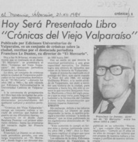 Hoy será presentado libro "Crónicas del viejo Valparaíso"