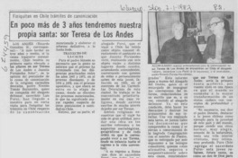 En poco más de 3 años tendremos nuesta propia santa, sor Teresa de Los Andes.