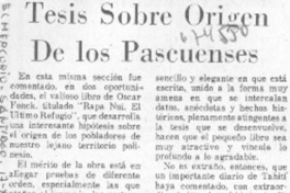 Tesis sobre origen de los pascuenses