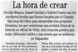 La hora de crear.