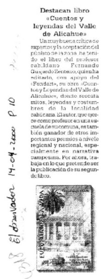 Destacan libro "Cuentos y leyendas del Valle de Alicahue"