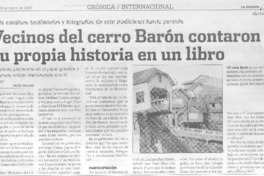 Vecinos del cerro Barón contaron su propia historia en un libro