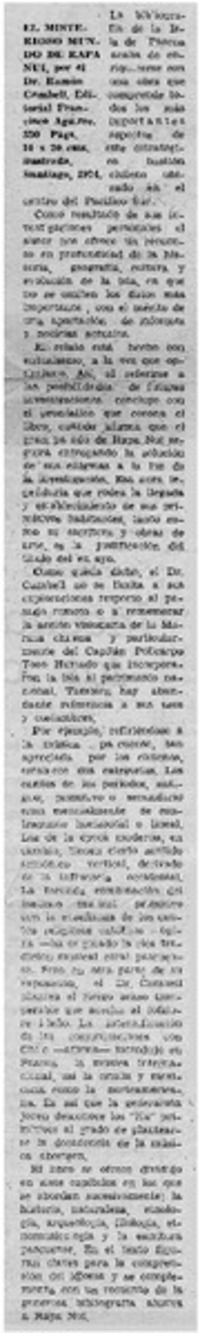 El Misteriosos mundo de Rapa Nui.