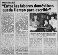 Entre las labores domésticas queda tiempo para escribir".