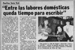 Entre las labores domésticas queda tiempo para escribir".