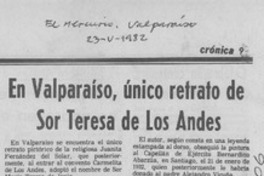 En Valparaíso, único retrato de Sor Teresa de Los Andes.