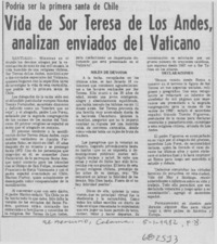 Vida de Teresa de Los Andes, analizan enviados del Vaticano.
