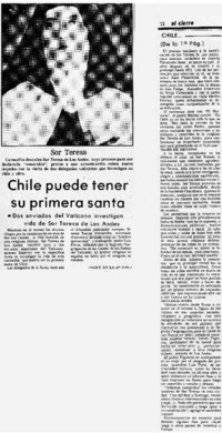 Chile puede tener su primera santa.