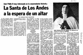 La Santa de Los Andes a la espera de un altar