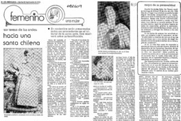 Hacia una santa chilena.