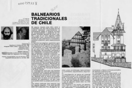 Balnearios tradicionales de Chile  [artículo] Cristián Boza.