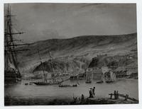 [Vista de un puerto, con barcos en el mar]