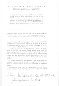 Homenaje a Pablo Neruda Premio Especial "Atenea"  [artículo]