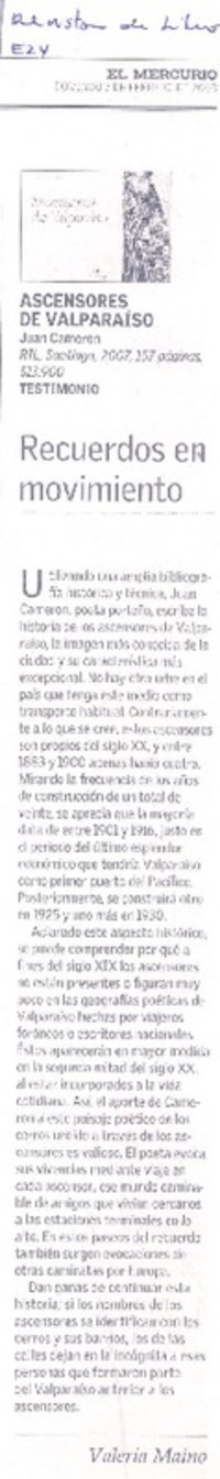 Recuerdos en movimiento  [artículo] Valeria Maino.