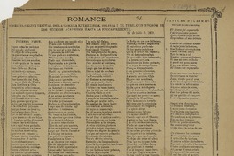 Romance sobre el orijen testual de la Guerra entre Chile, Bolivia i el Perú, con muchos de los sucesos acaesidos hasta la época presente.