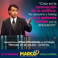 "Creo en la renovación de la política. No apoyaría a Sabag ni a quienes lucran con la educación"