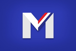 [Letra eme con franja presidencial de la campaña electoral de Michelle Bachelet]