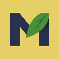 [Eme azul con hoja verde y fondo amarillo]